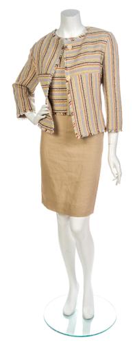 A Chanel Multicolor Stripe Wool and Linen Skirt Suit,