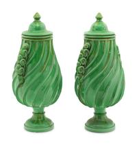 A Pair of Continental Ceramic Covered Urns