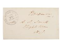 LINCOLN, Abraham (1809-1865). CDV of beardless Lincoln signed on verso "A Lincoln" with original cover addressed in Lincoln's hand, dated 10 April 1861.