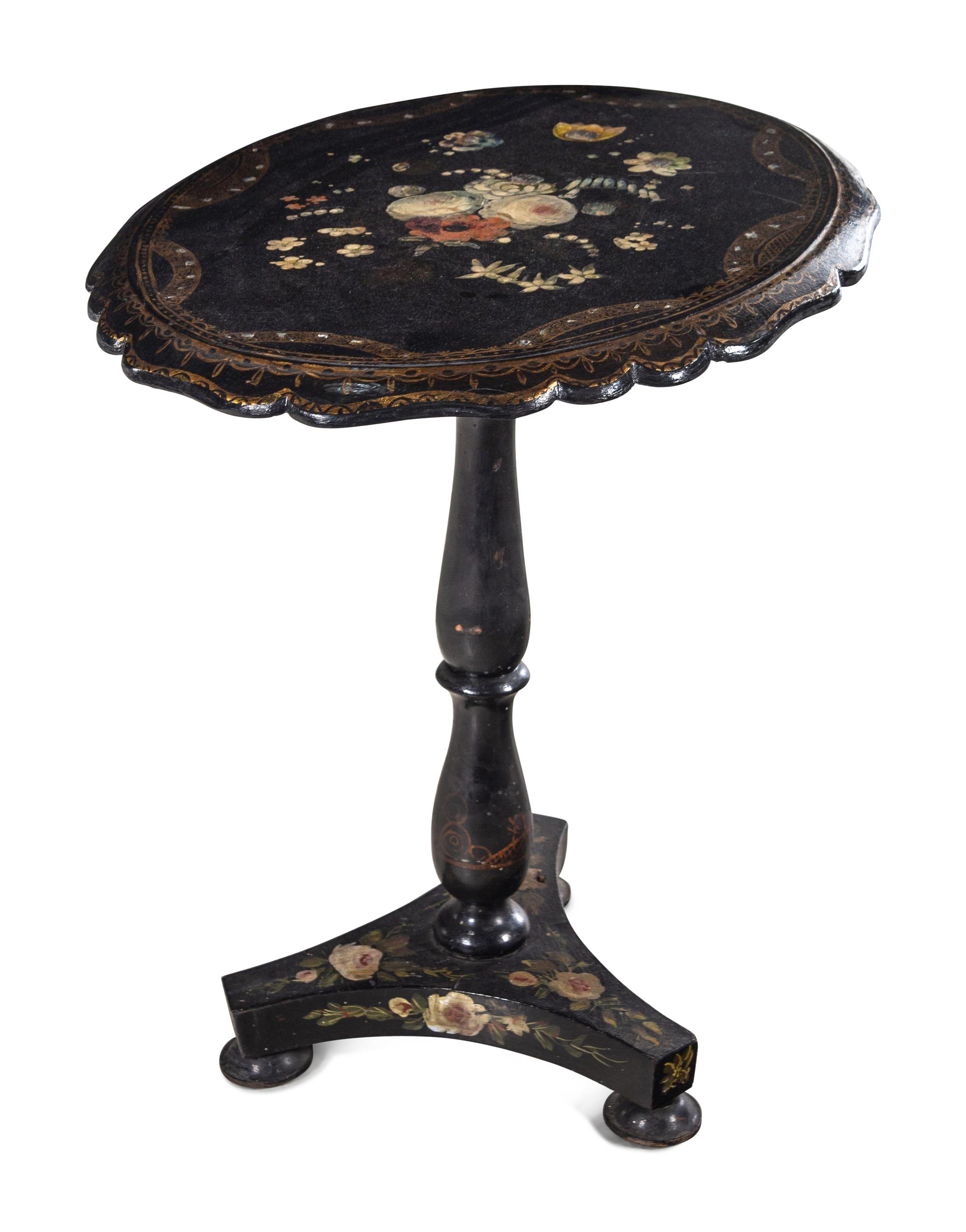 An English Papier-Mâché Tilt-Top Table