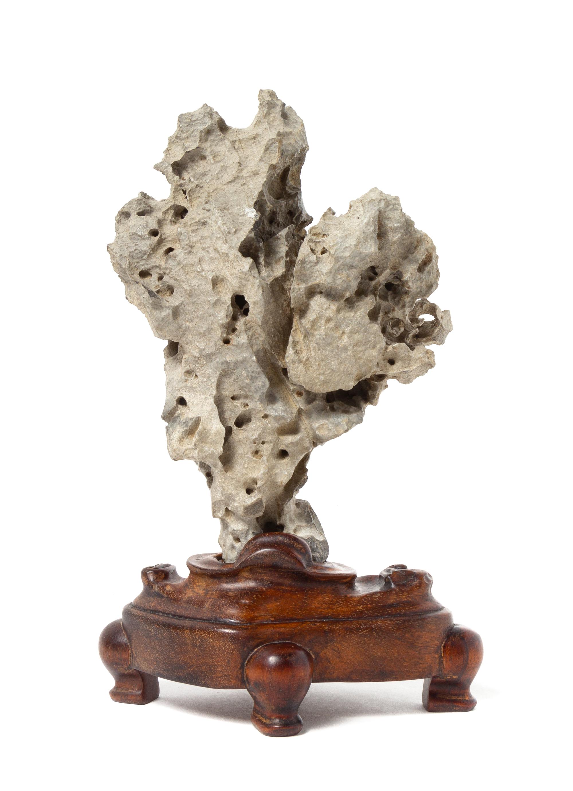 A Light Grey Ying Scholar's Rock Total height 10 inches. — QING DYNASTY (1644-1911)