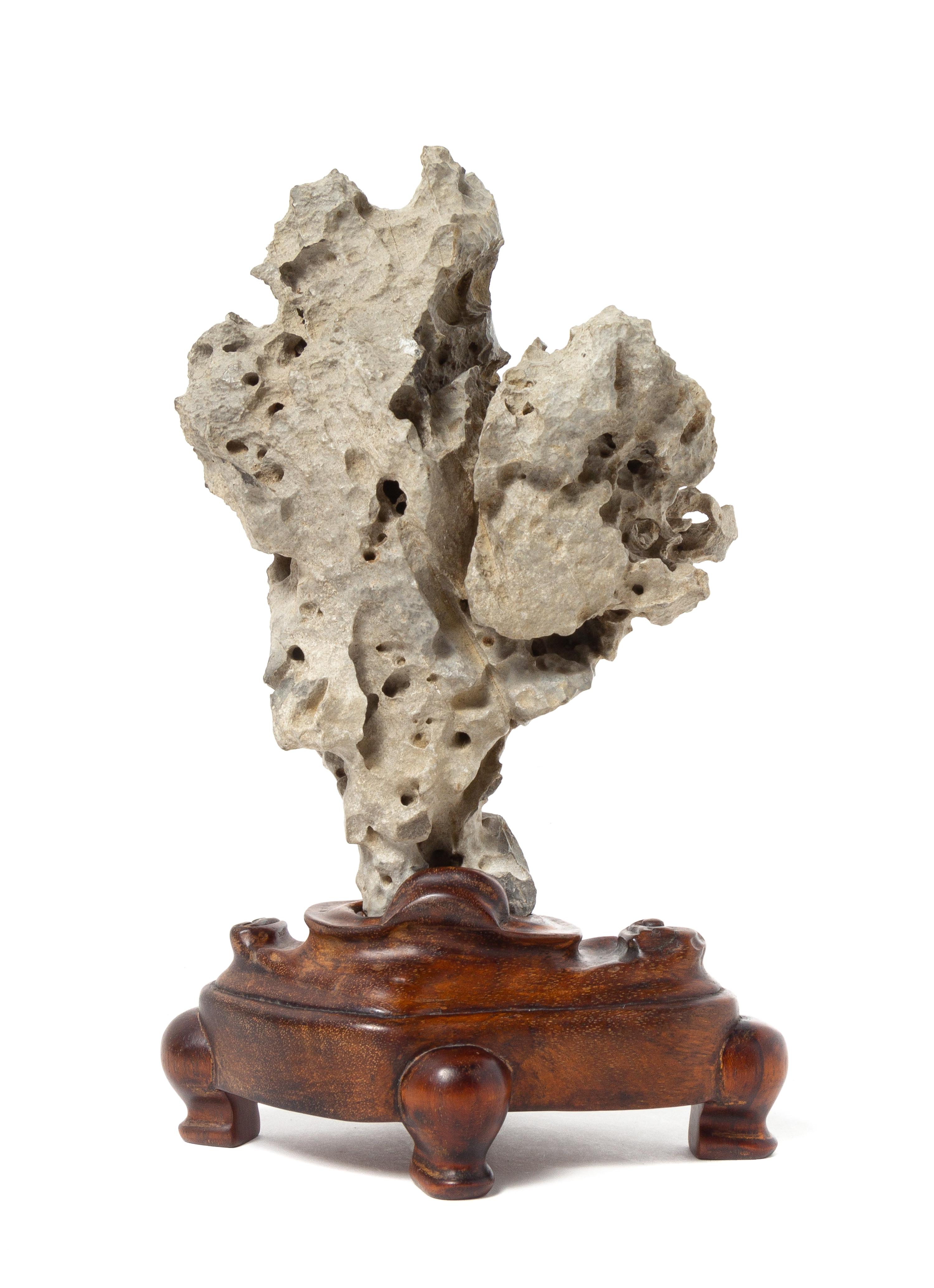 A Light Grey Ying Scholar's Rock Total height 10 inches. — QING DYNASTY (1644-1911)