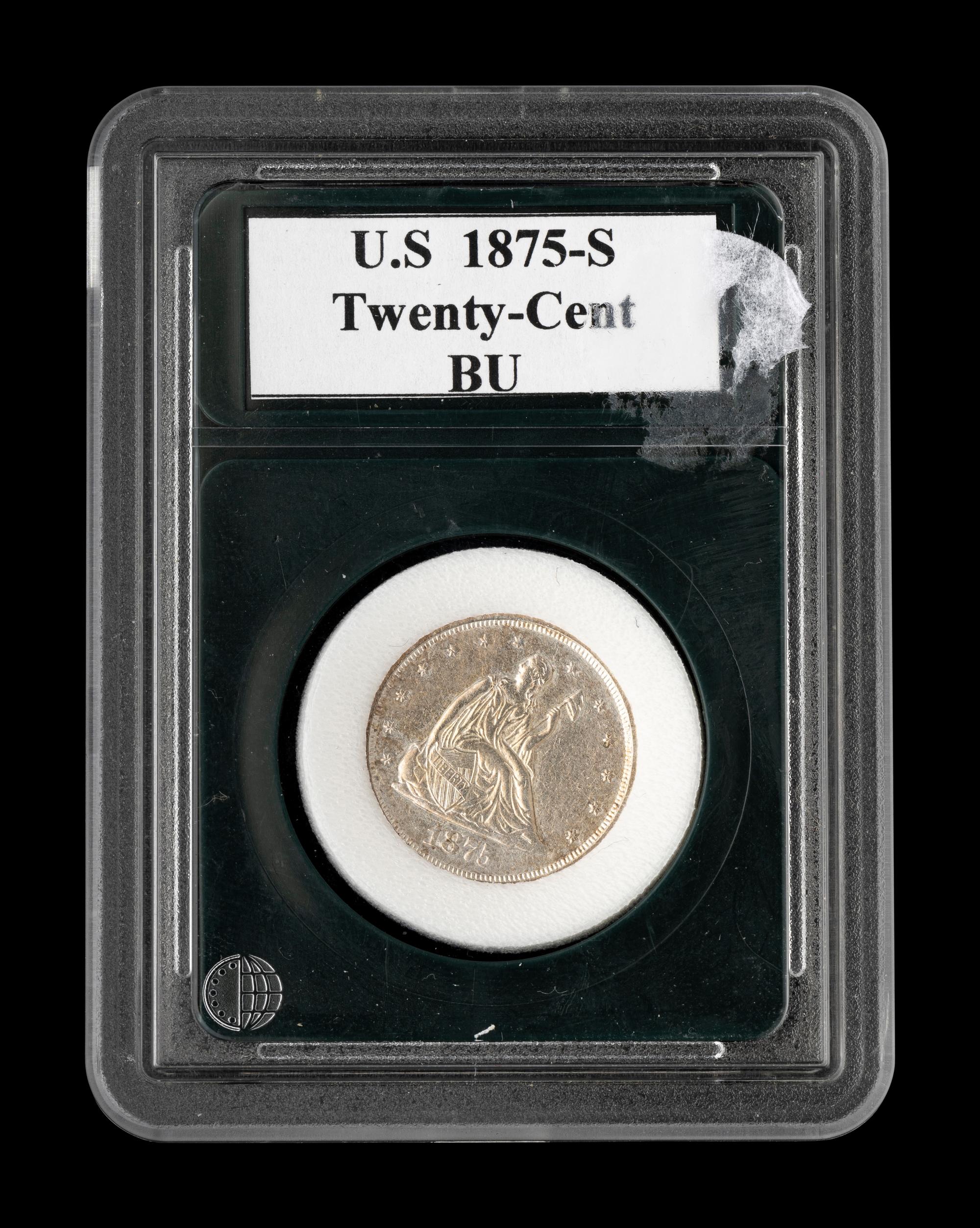 An 1875-S Seated Liberty 20c Coin