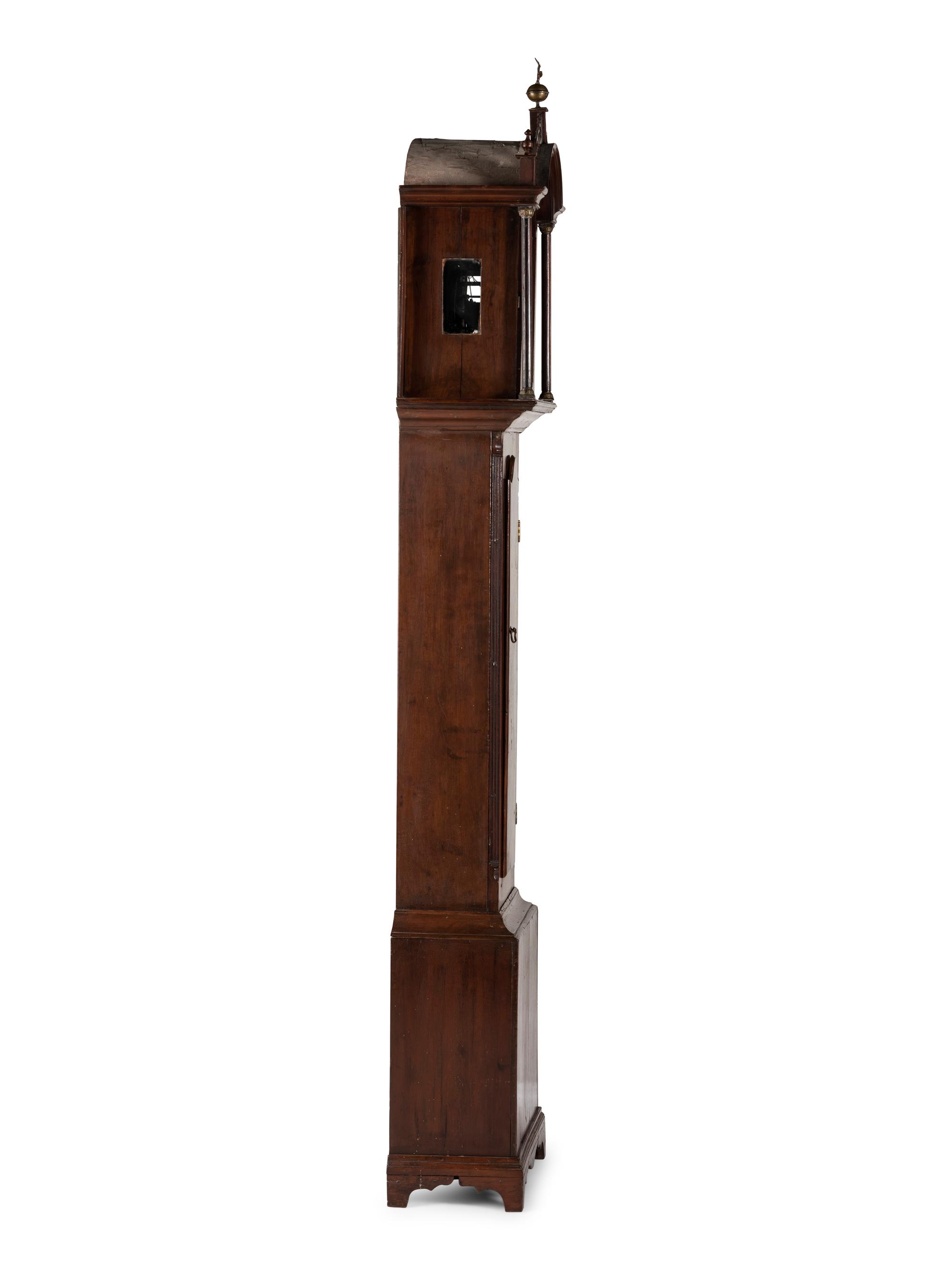A Federal Carved Cherrywood Tall Case Clock