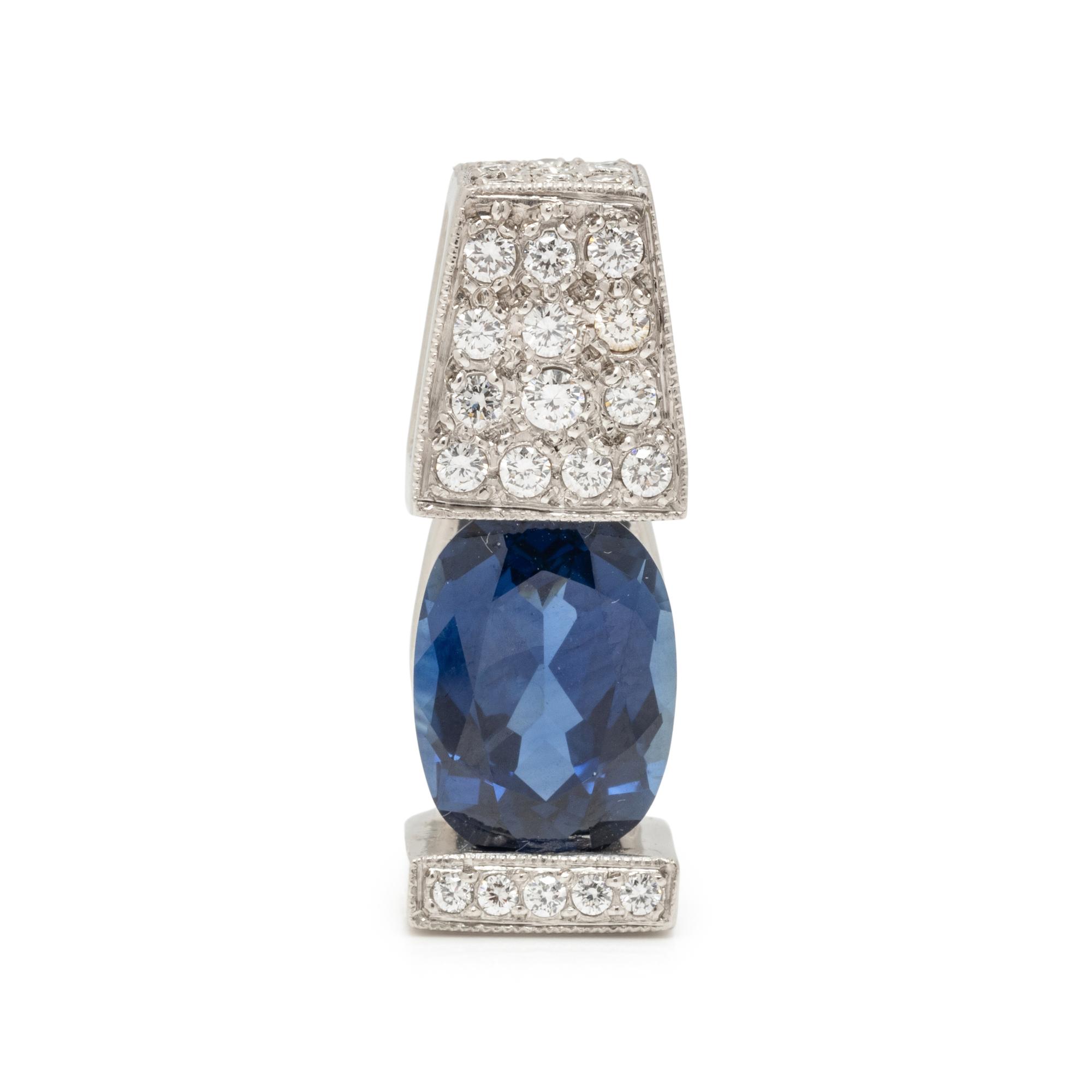 PLATINUM, SAPPHIRE AND DIAMOND PENDANT