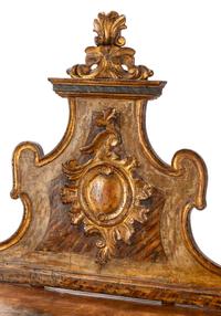 A Pair of Venetian Painted and Parcel Gilt Console Tables