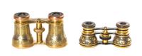 Two Pairs of Mixed Metal Opera Glasses, Width of first 4 inches.