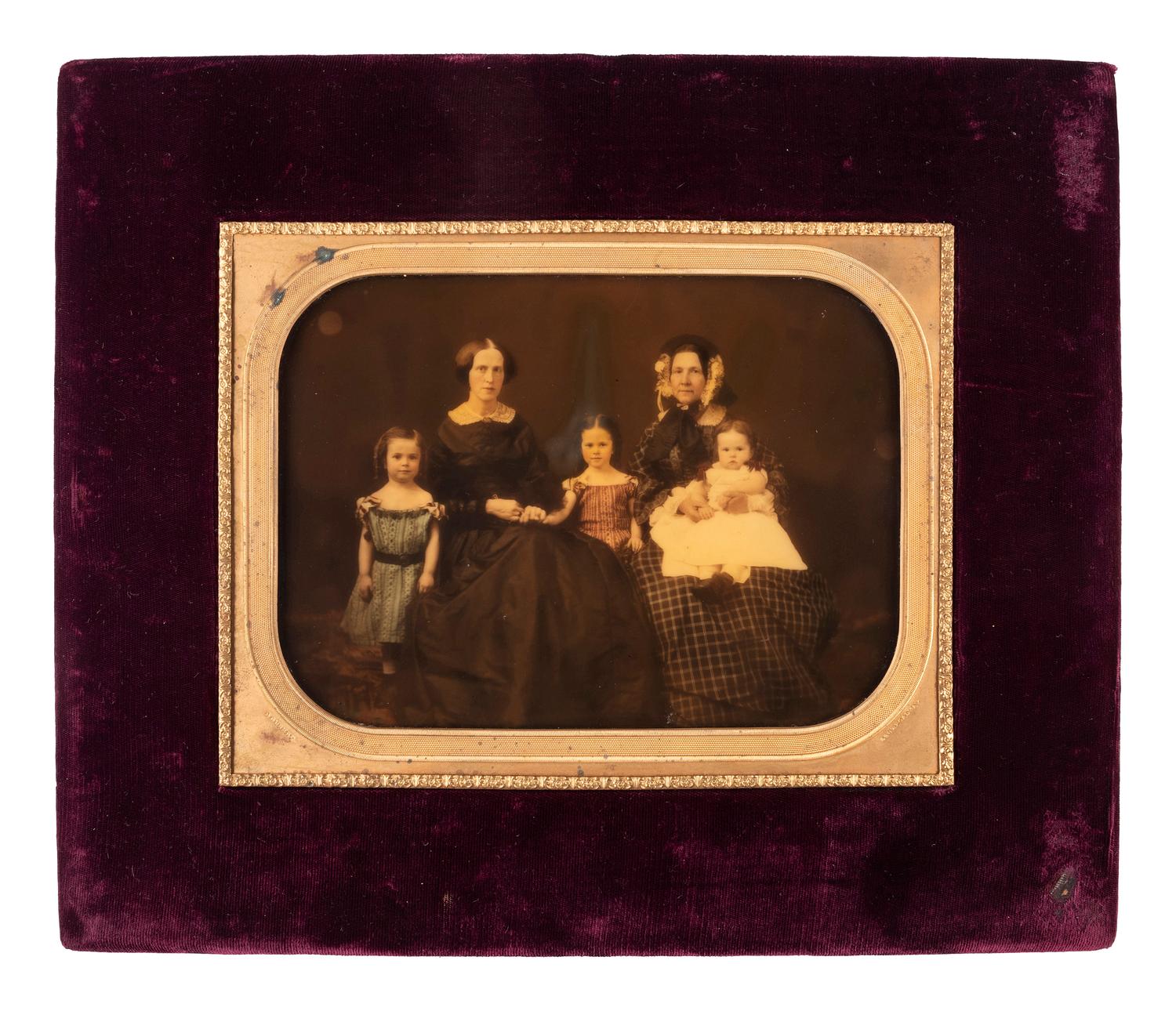 [EARLY PHOTOGRAPHY]. GURNEY, Jeremiah (1812-1895), photographer. Full plate ivorytype of family.