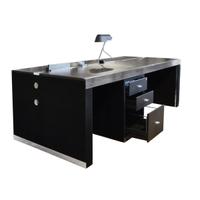 A Mid-Century Leather, Wood and Chrome Executive Desk 86.5" W x 39.5" D x 29" H — Italy, Mid-20th Century