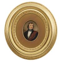 George Lethbridge Saunders (English, 1807-1863) Pair of portrait miniatures: Dr. and Mrs. John Kearsley Mitchell