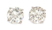 A Pair of 18 Karat White Gold and Diamond Stud Earrings, 1.40 dwts.