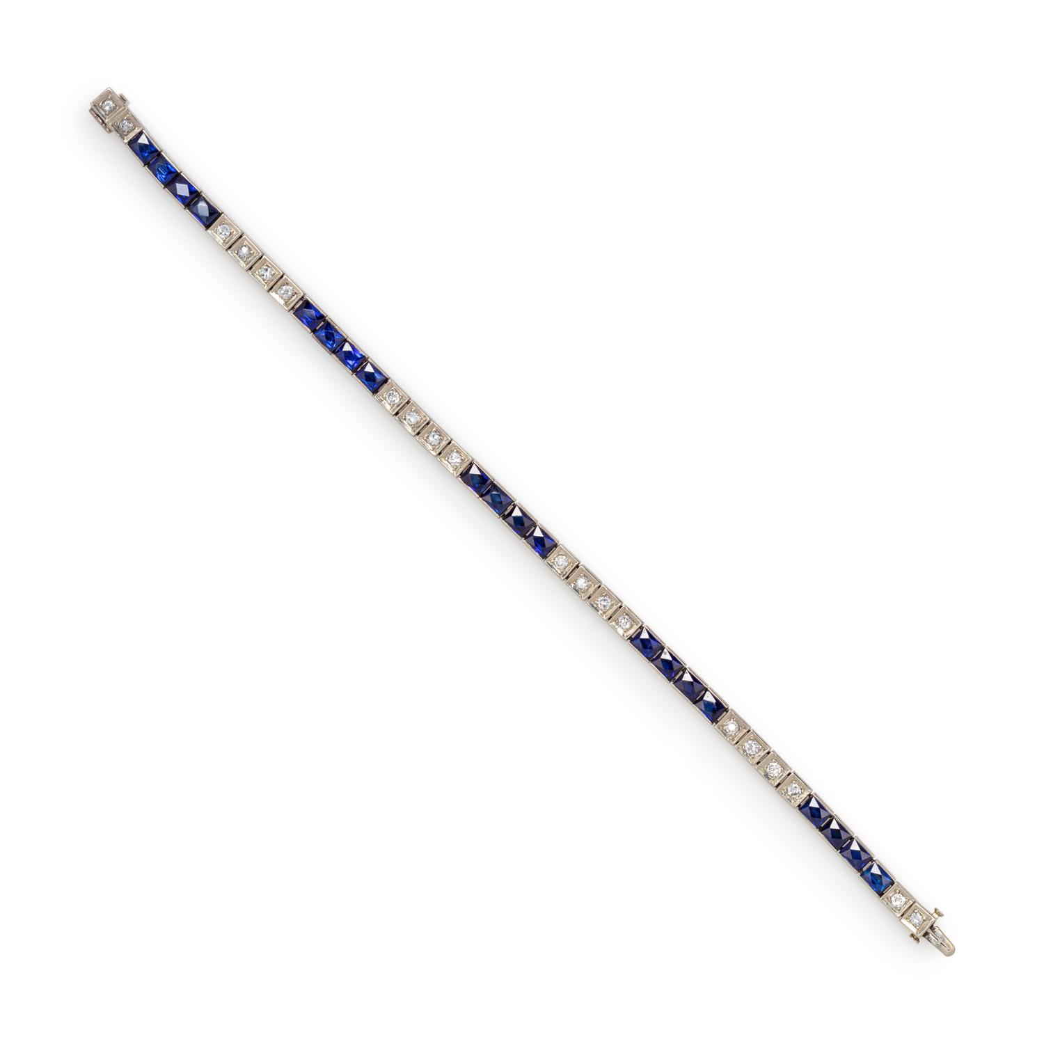 DIAMOND AND SYNTHETIC SAPPHIRE BRACELET