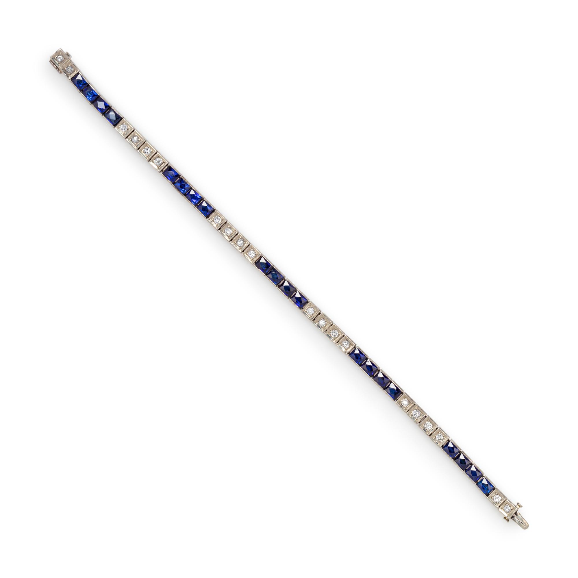 DIAMOND AND SYNTHETIC SAPPHIRE BRACELET
