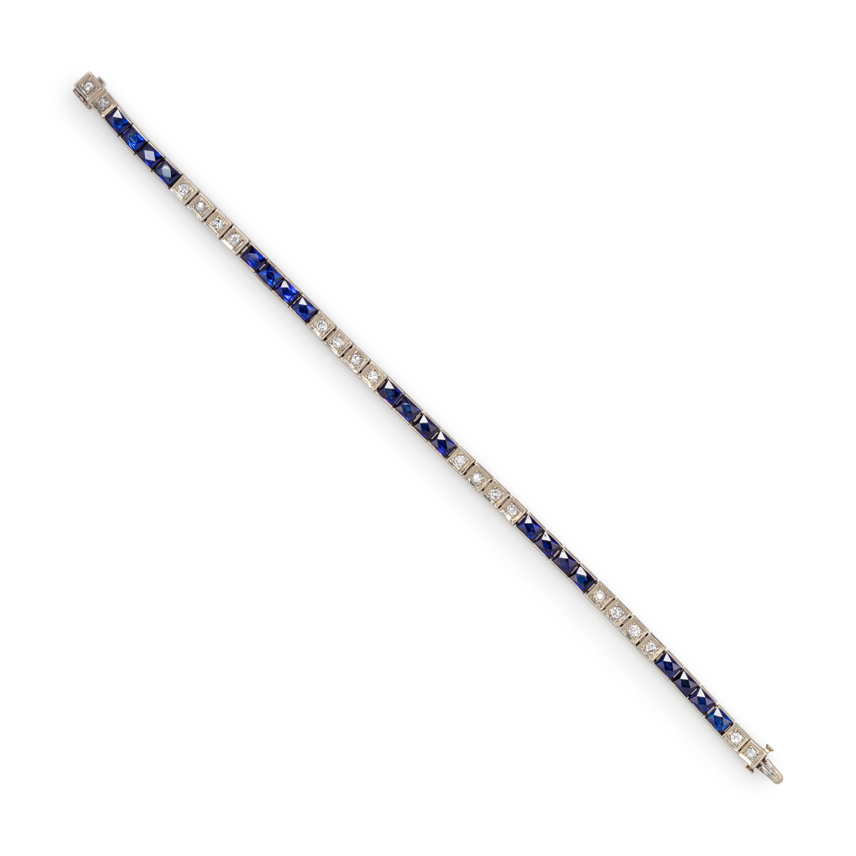 DIAMOND AND SYNTHETIC SAPPHIRE BRACELET