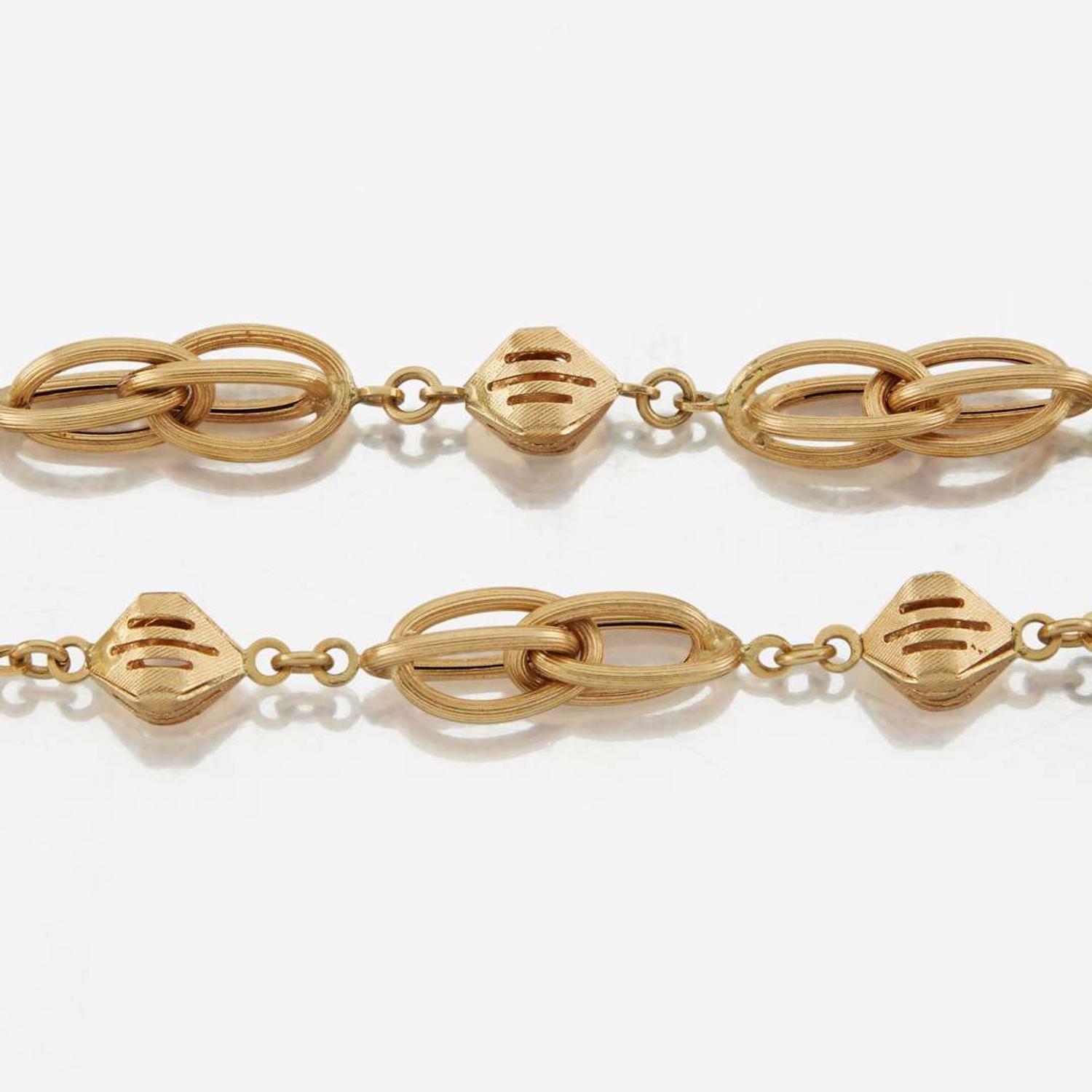A gold necklace