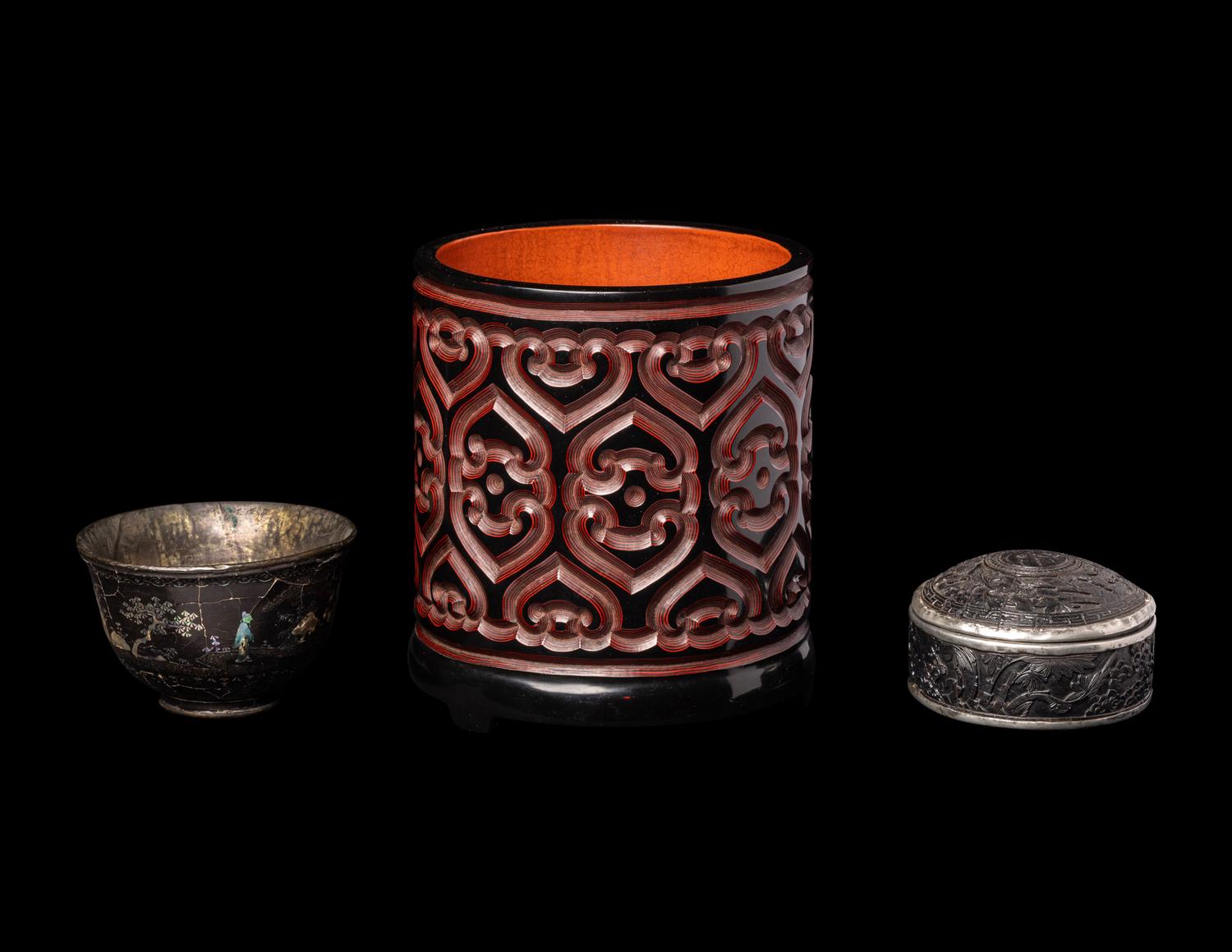 Three Chinese Lacquered Scholar's Objects