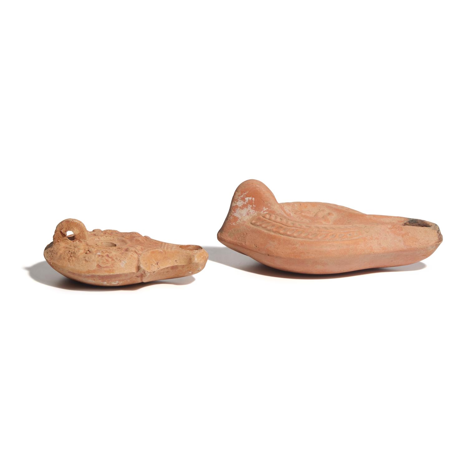 Two Late Roman Terracotta Oil Lamps