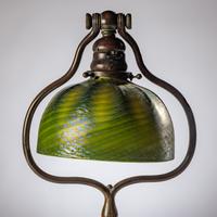 Tiffany Studios New York (American, 1880–1930) — Harp Table Lamp with Damascene Favrile shade, c. 1910