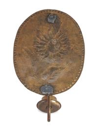 A Pair of Dutch Brass Sunflower Decorated Wall Sconces