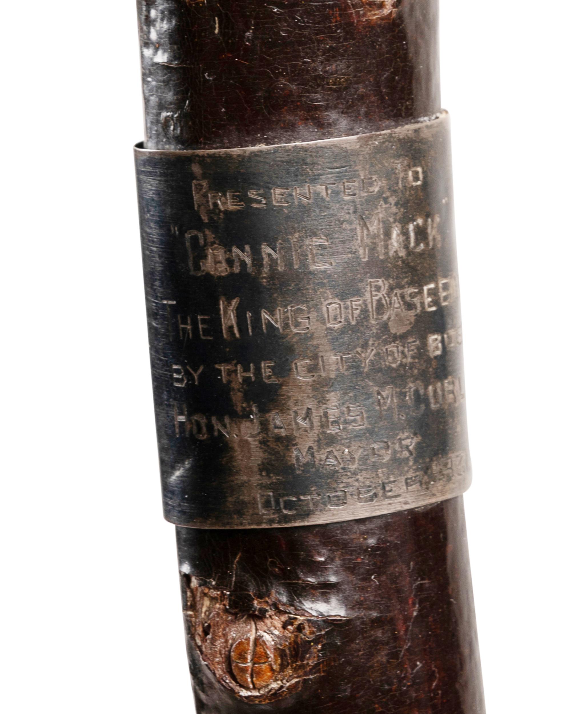 A 1931 Walking Stick Presented to "King of Baseball" Connie Mack by Boston Mayor James Michael Curley Sourced Directly From McGillicuddy Family