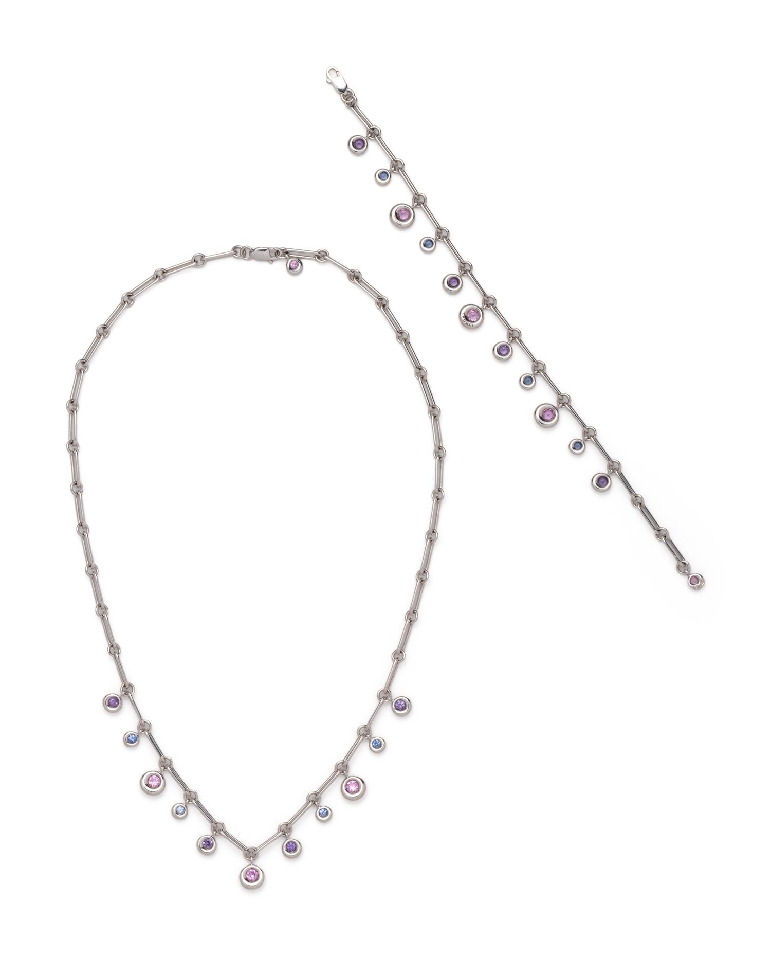 CHAUMET, WHITE GOLD AND MULTICOLOR SAPPHIRE SET