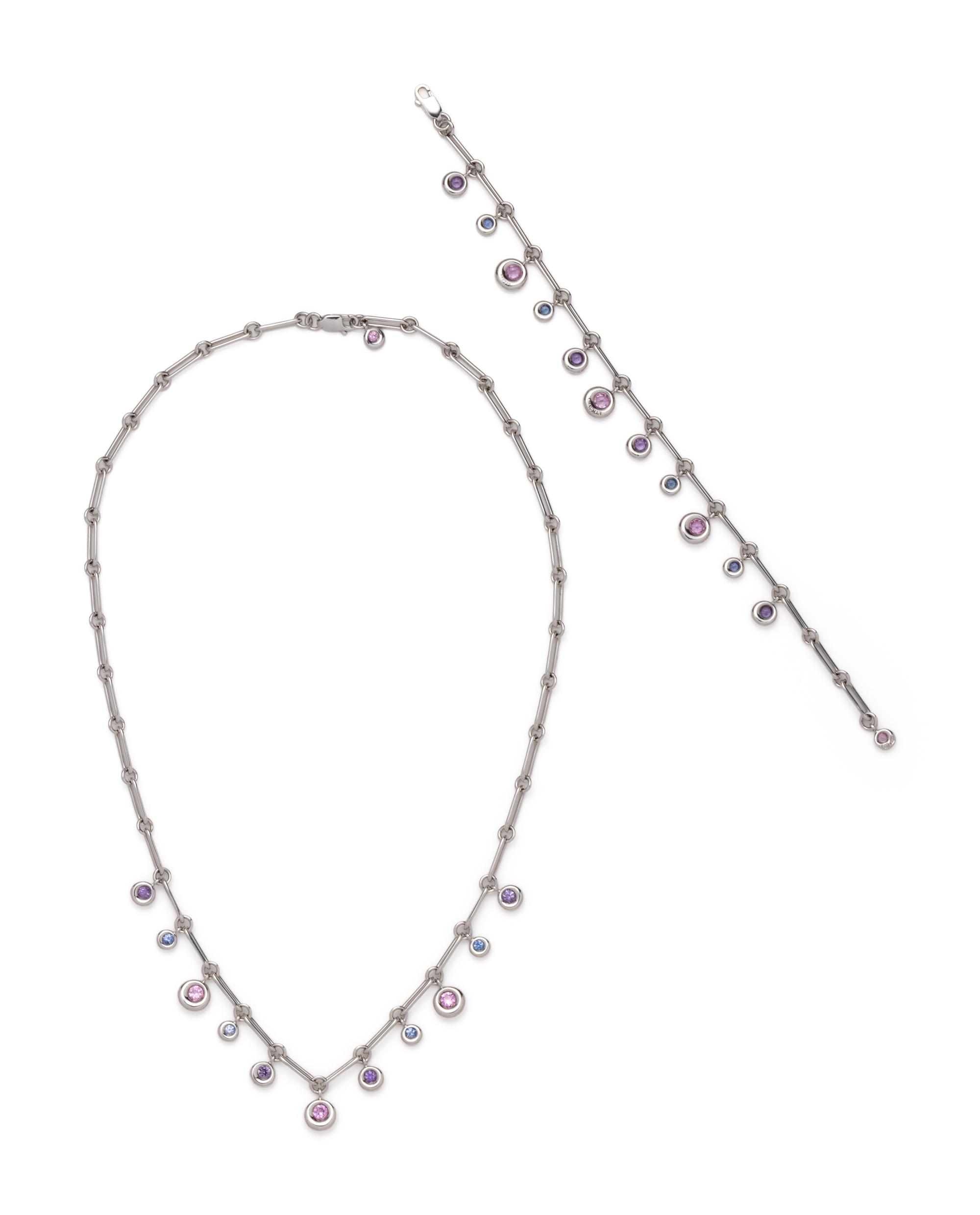 CHAUMET, WHITE GOLD AND MULTICOLOR SAPPHIRE SET