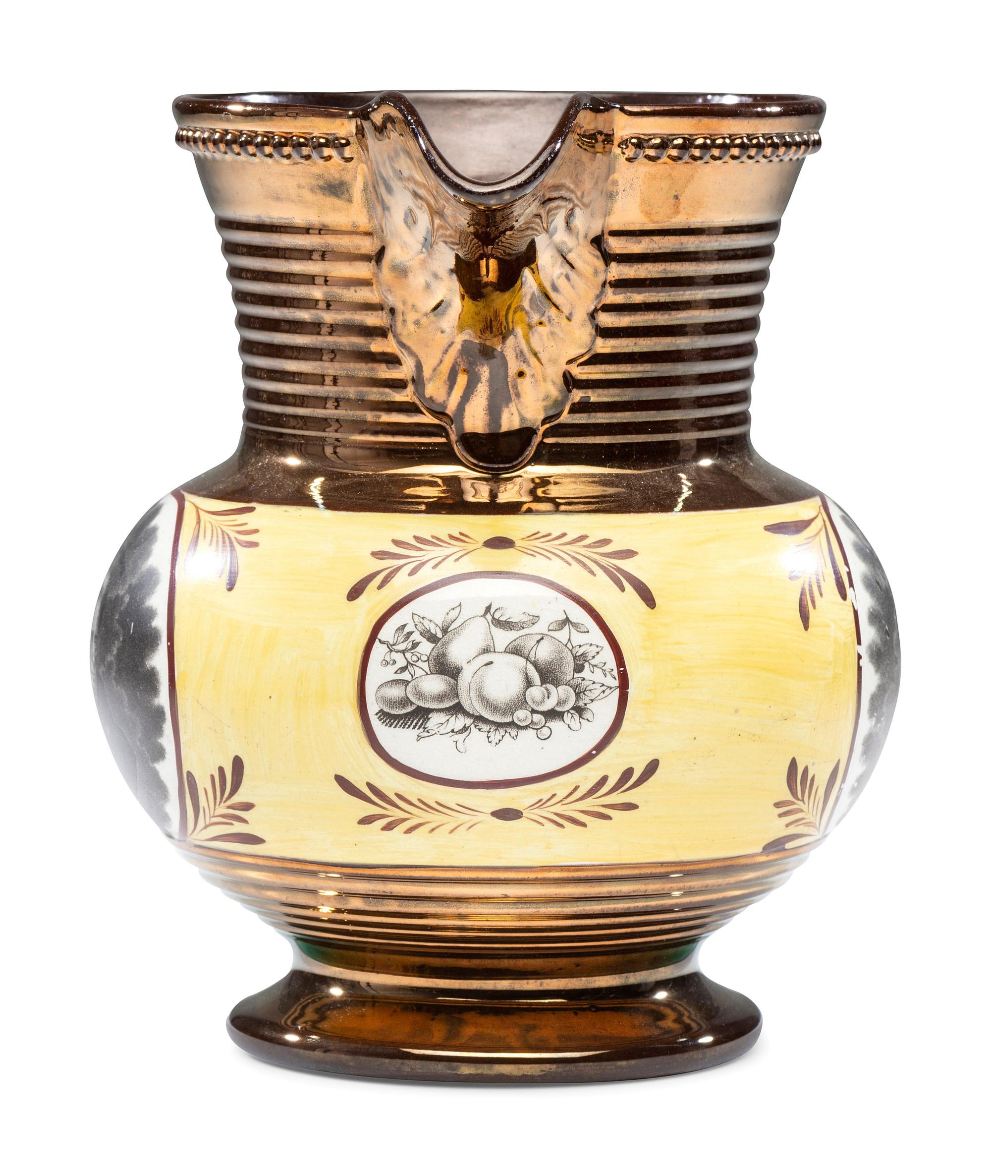 A Staffordshire Transfer-Printed Copper Lustre 'General Jackson Hero of New Orleans' Pitcher