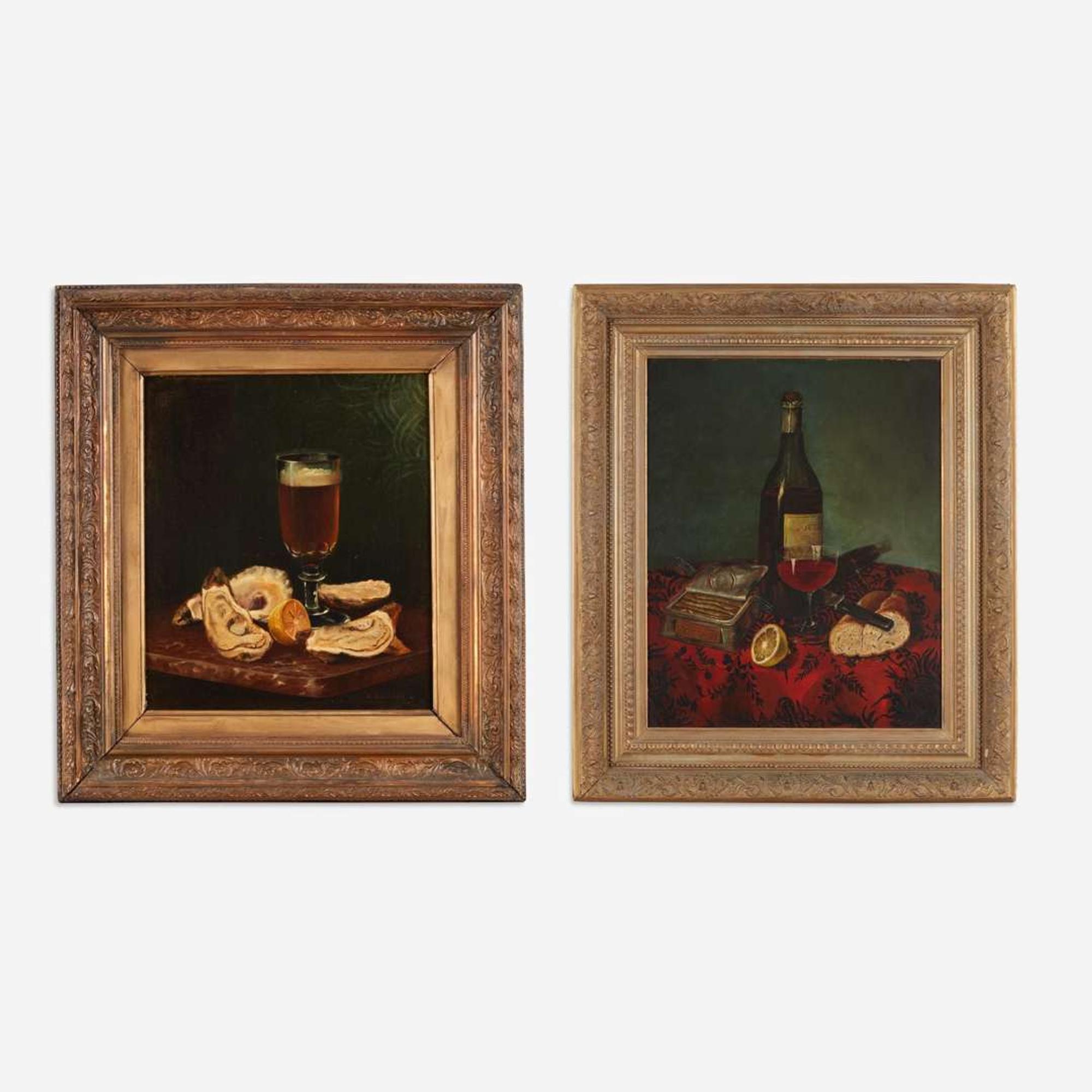 Andrew John Henry Way (American, 1826–1888) Still Life with Oysters, Pint of Beer and Lemon; together with a Companion