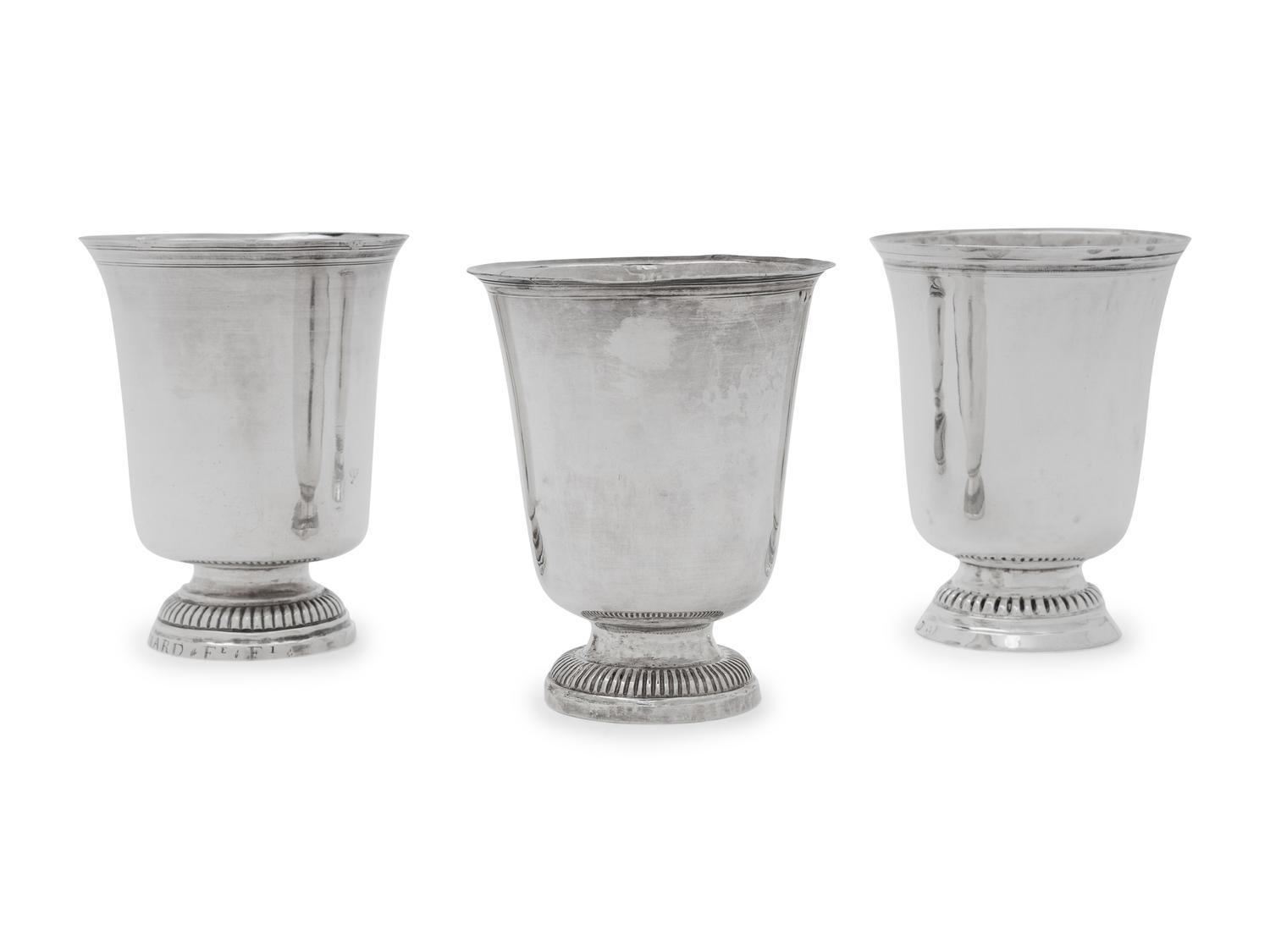 Three French Ancien Régime Silver Beakers