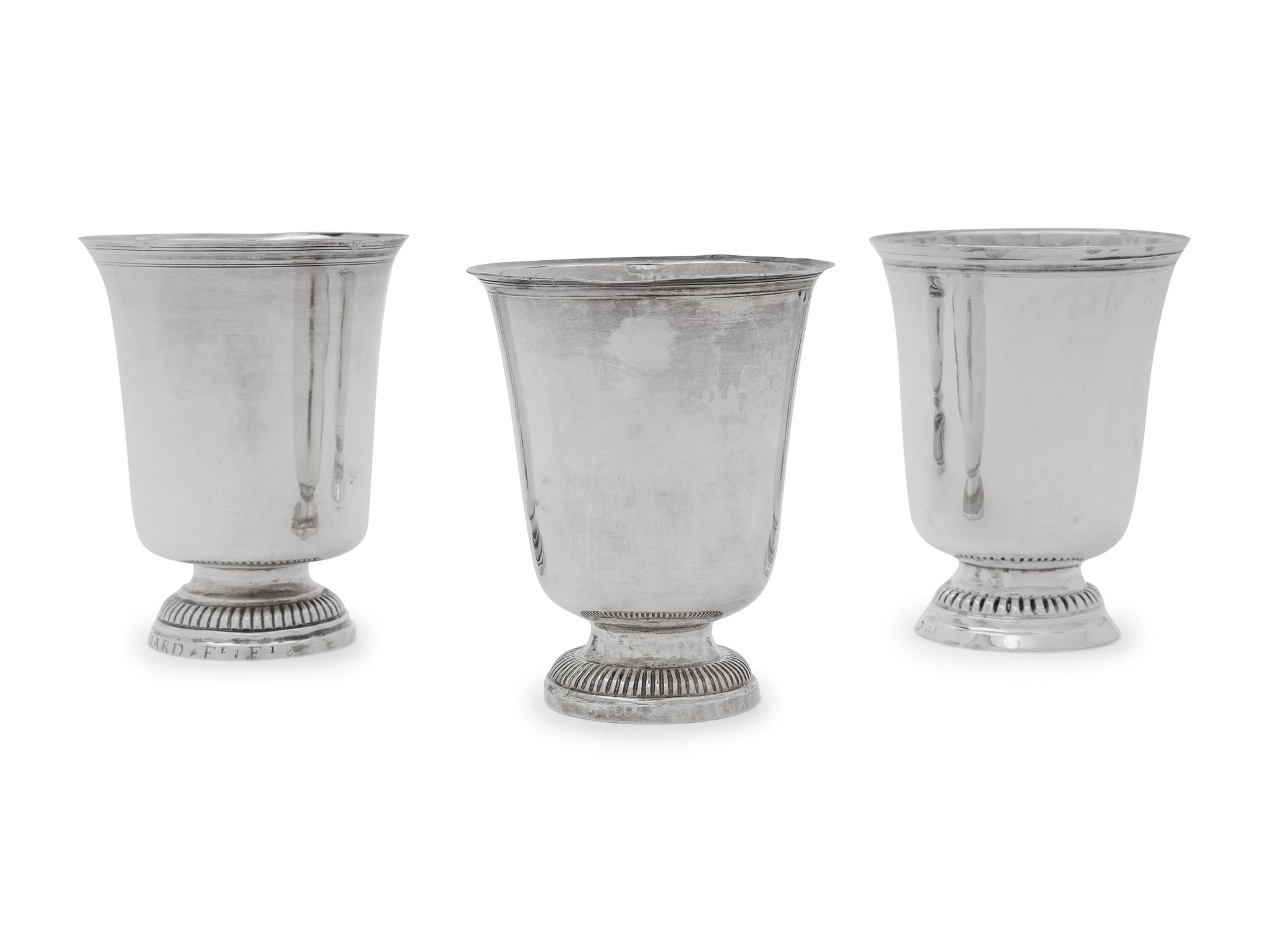 Three French Ancien Régime Silver Beakers