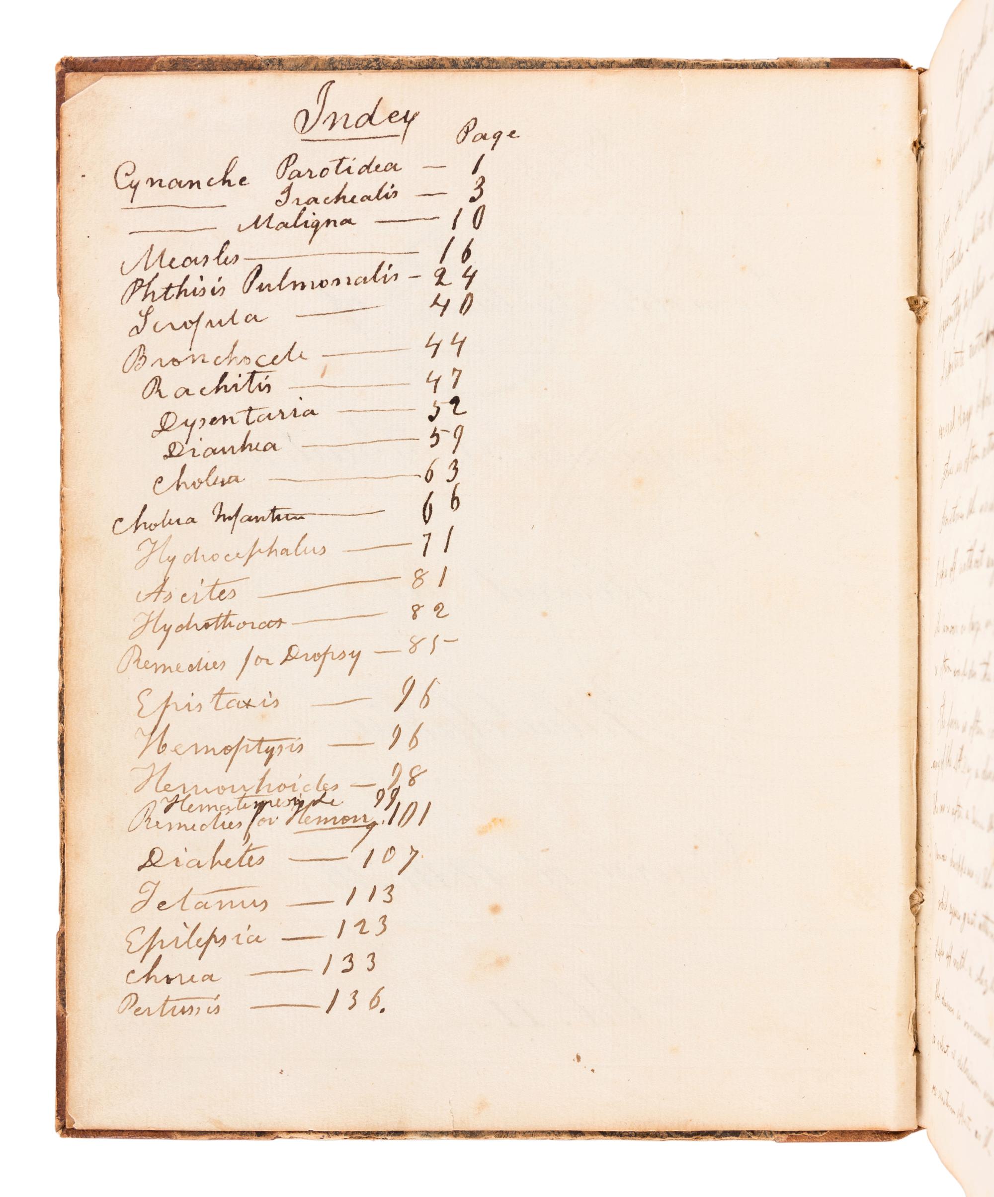 [MANUSCRIPT - MEDICINE]. PLUMB, Ovid. "Notes from the Lectures of Nathaniel Chapman, M. D. Professor of the Materia Medica In the University of Pennsylvania, Philadelphia Course of 1814-1815." -- "Notes From the Lectures of Nathaniel Chapman M.D. Professor of the Materia Medica In the University of Pennsylvania Philadelphia Course of 1814-15." -- "Notes taken at the New York Eye Infirmary by Ovid Plumb 1821&2 Montgomery House Barclay Street No 65." New York, 1821 and later.