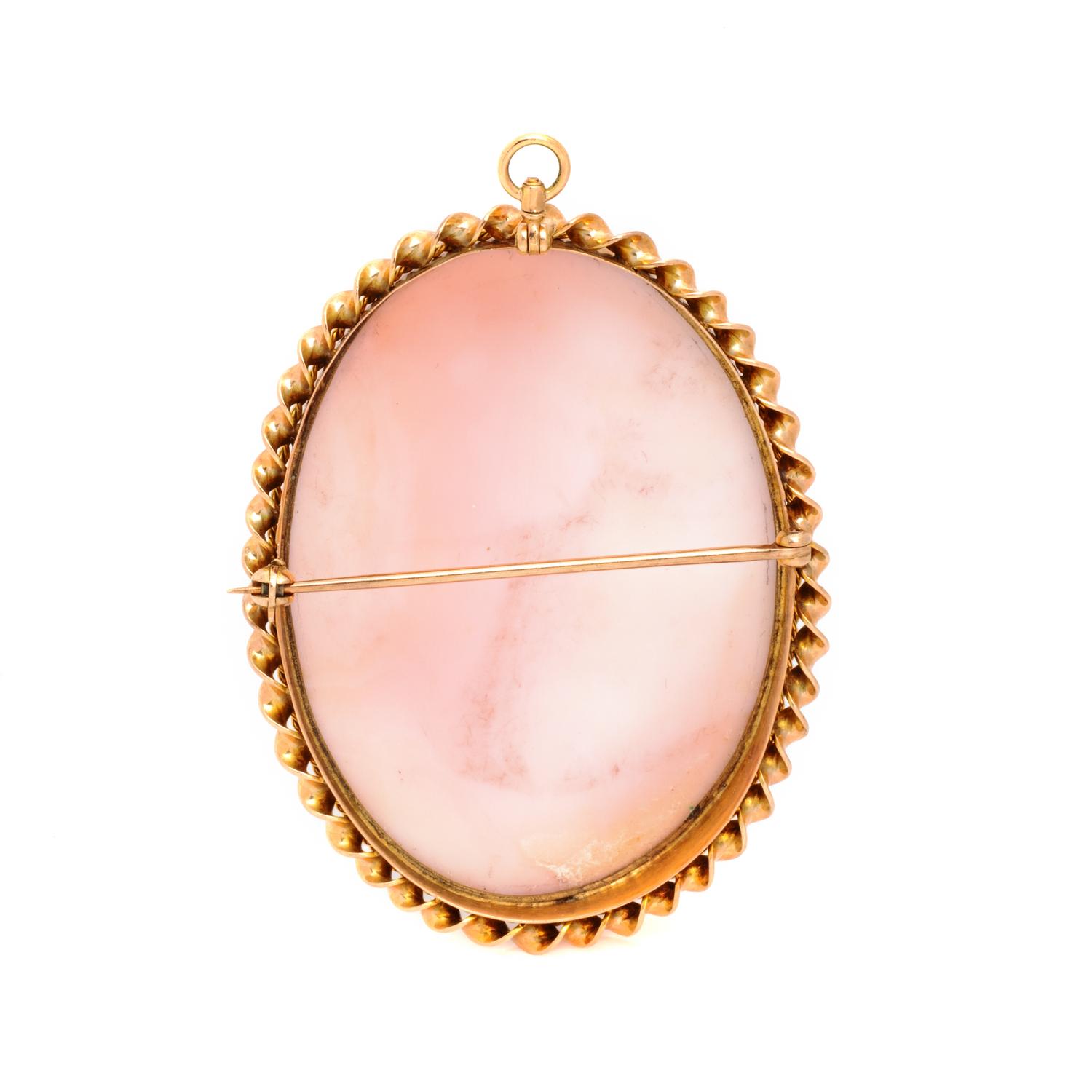 YELLOW GOLD AND SHELL CAMEO PENDANT/BROOCH