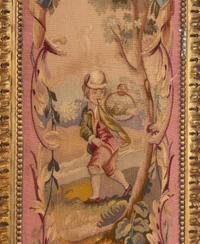 A French Tapestry-Inset Giltwood Three-Panel Floor Screen