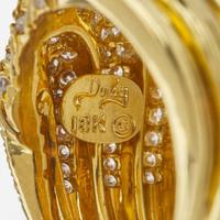 An 18K Yellow Gold and Pavé Diamond Ring by Henry Dunay