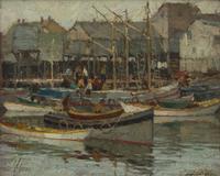 Frederick J. Mulhaupt (American, 1871-1938) - Grey Day and Guinea Boats, Gloucester