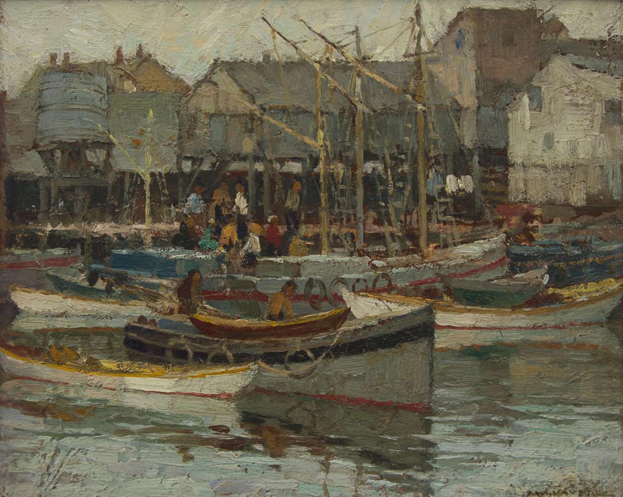 Frederick J. Mulhaupt (American, 1871-1938) - Grey Day and Guinea Boats, Gloucester