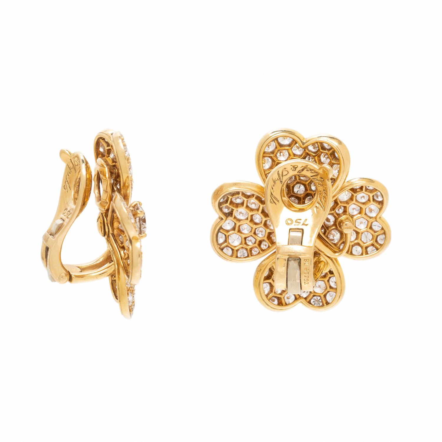 VAN CLEEF & ARPELS, DIAMOND AND YELLOW GOLD 'COSMOS' FLOWER EARRINGS