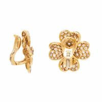 VAN CLEEF & ARPELS, DIAMOND AND YELLOW GOLD 'COSMOS' FLOWER EARRINGS