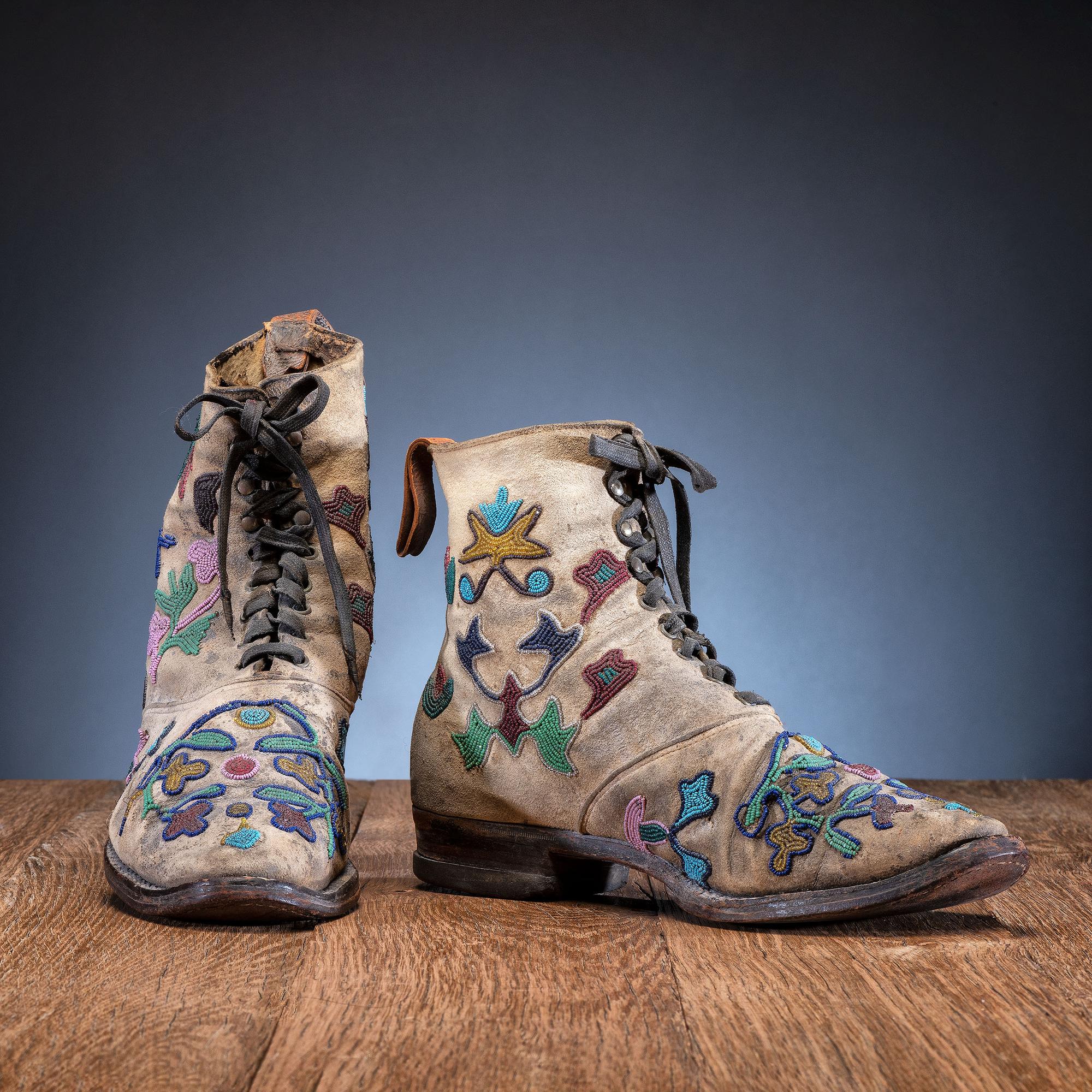 Santee Sioux Beaded Hide Work Boots