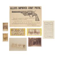 [Civil War] G roup of 8 photographs and imprints, including views of the Gatling Gun and gunmakers