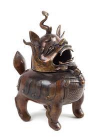 A Bronze Qilin -Form Incense Burner Height 9 1/2 inches.