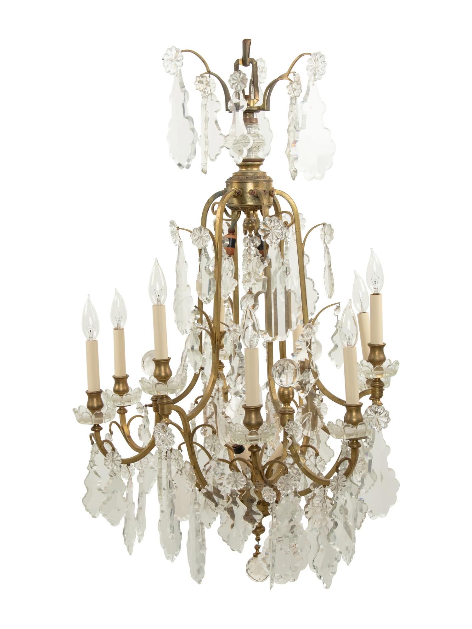 A French Gilt Bronze and Cut Glass Ten-Light Chandelier