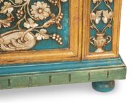 An Italian Parcel Gilt, Silvered and Polychrome Painted Cassone
