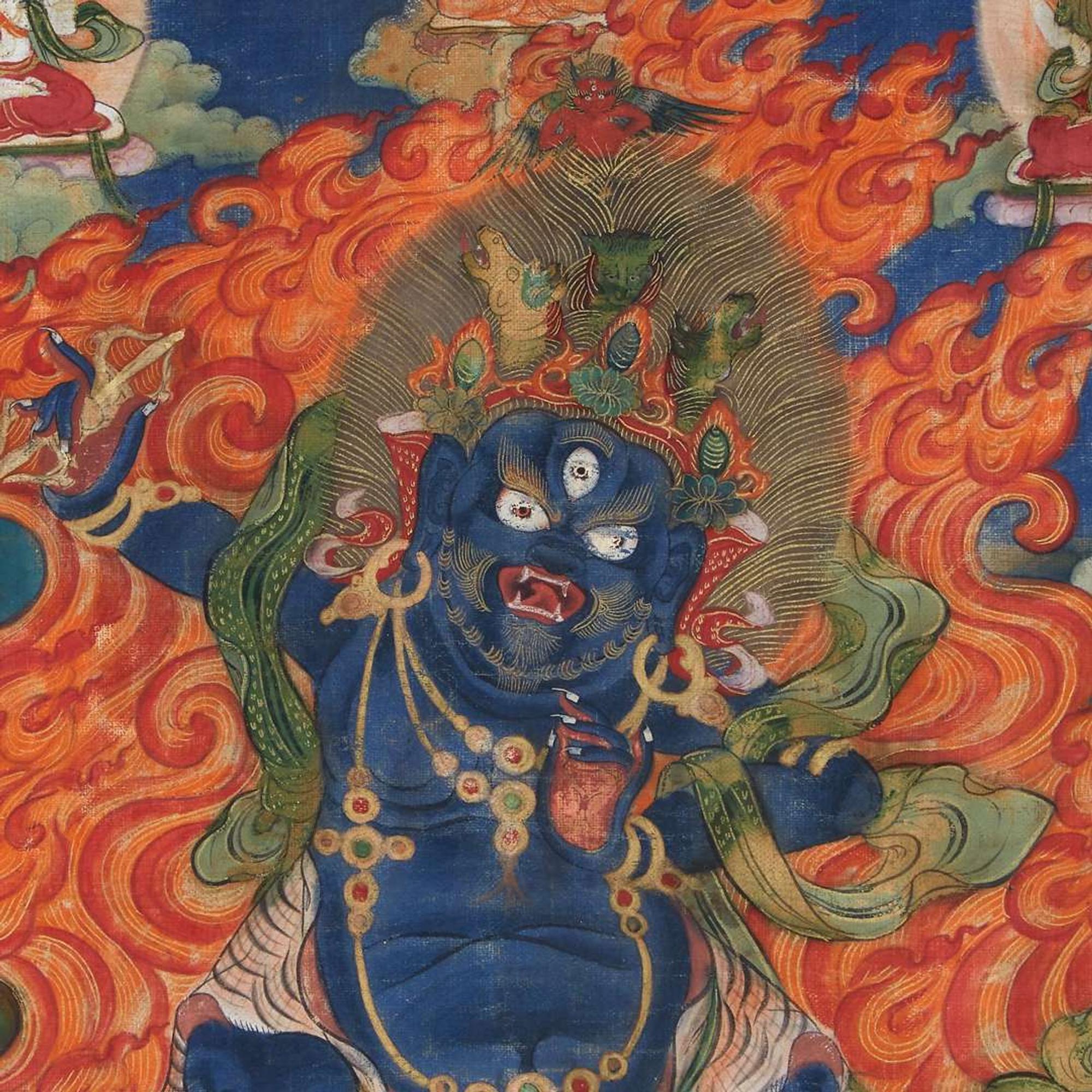 A Tibetan Thanka depicting Vajrapani 唐卡绘金刚手菩萨 19th century or earlier ???????