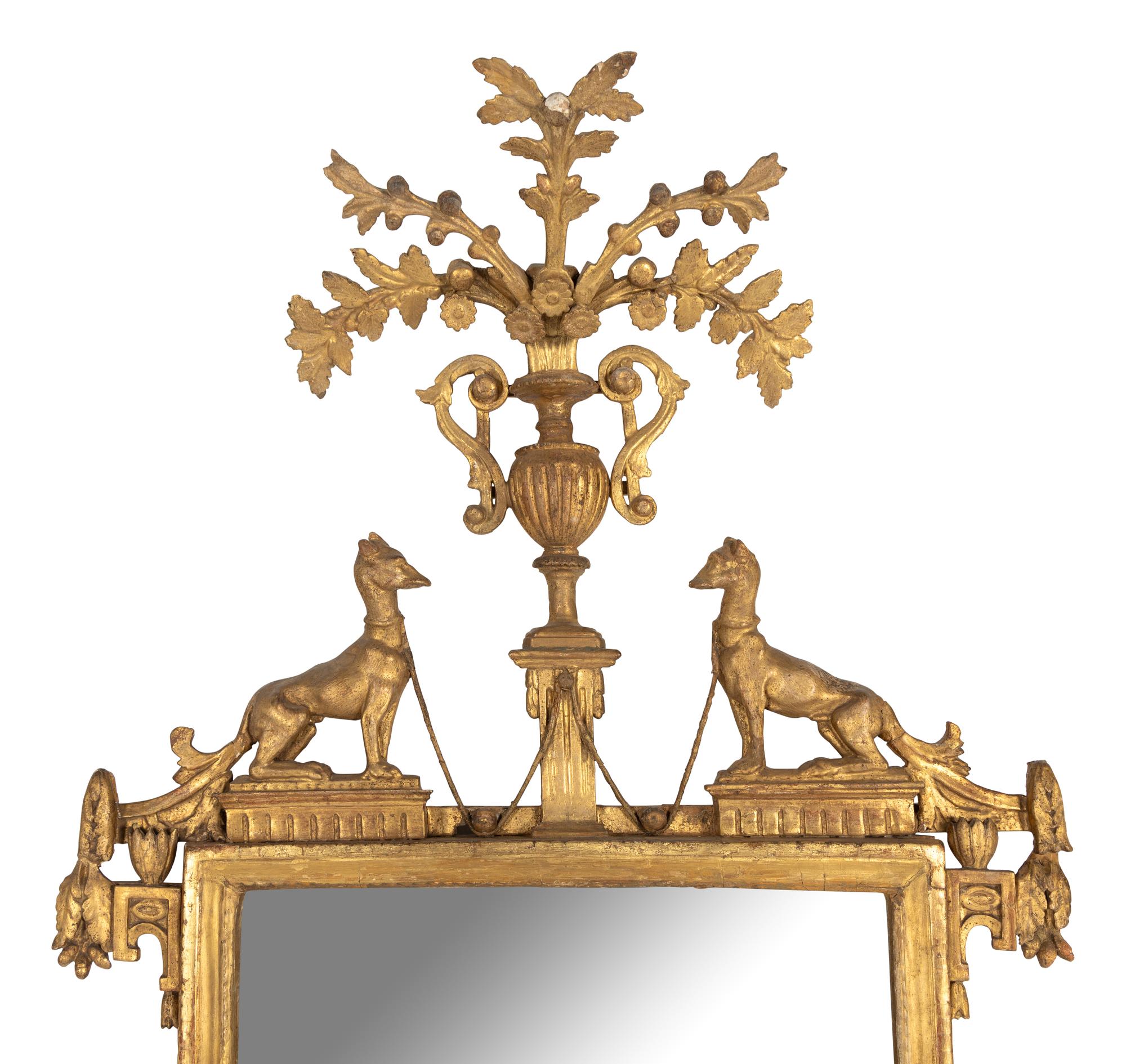 An Italian Neoclassical Carved Giltwood Mirror