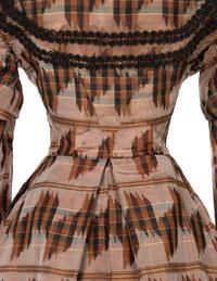 Silk Taffeta Dress with Ikat Print, 1860s