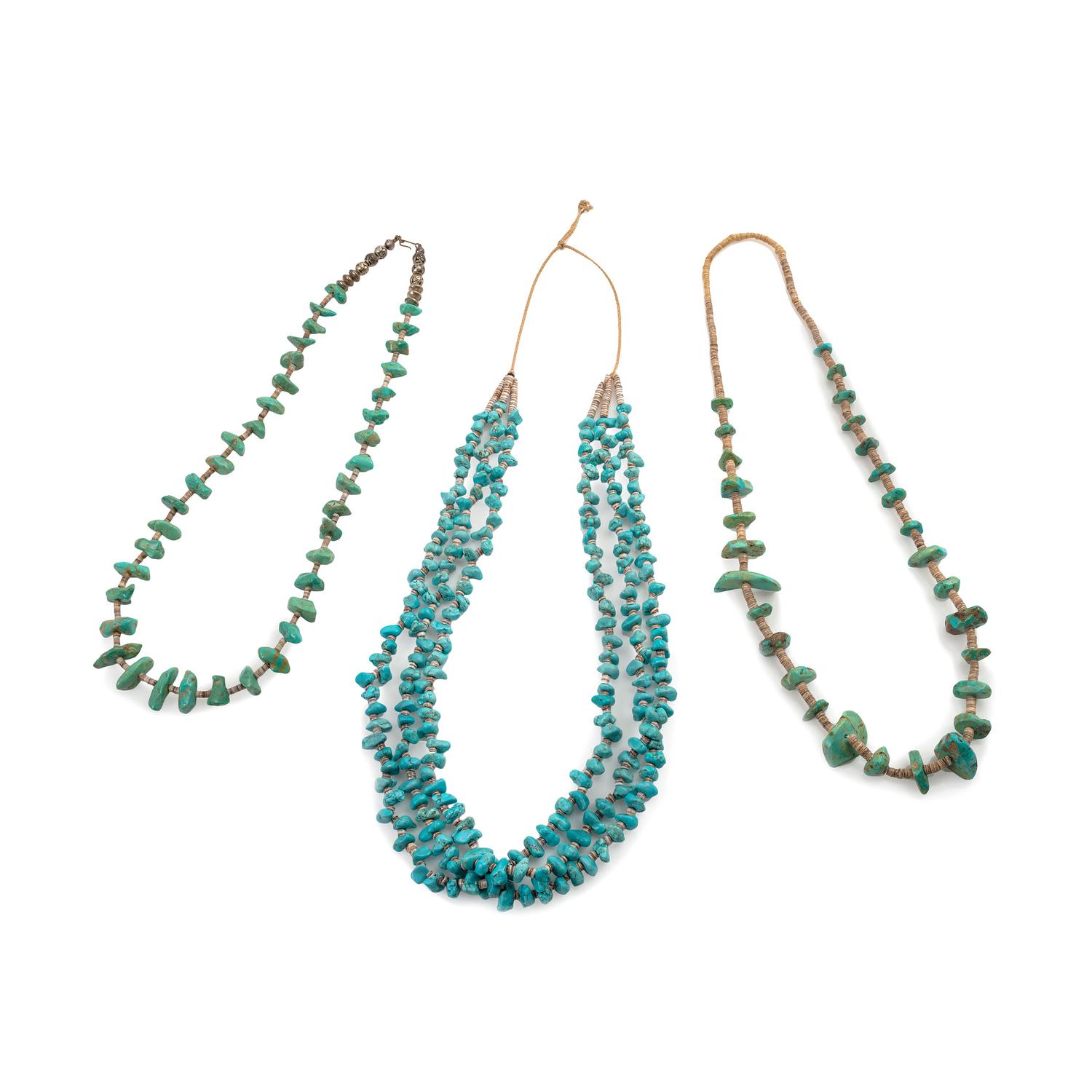 Pueblo-Style Turquoise Nugget and Heishi Necklaces
