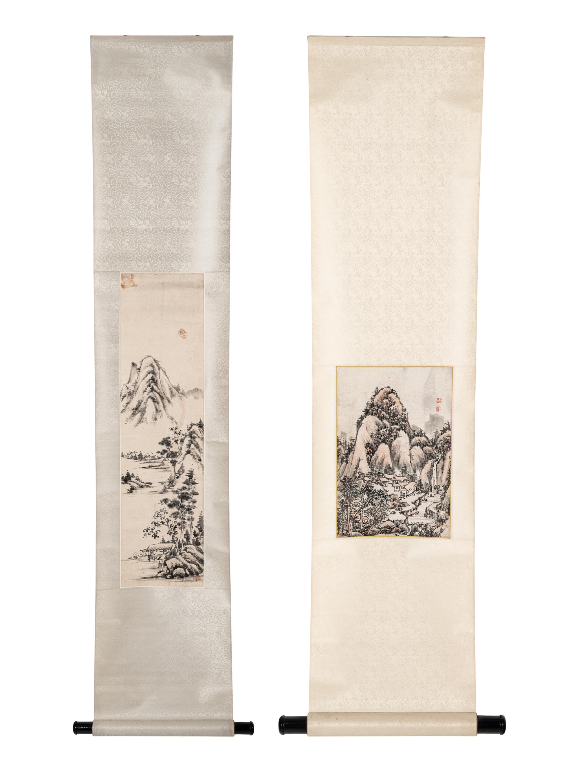 Two Chinese Hanging Scrolls Depicting Landscape