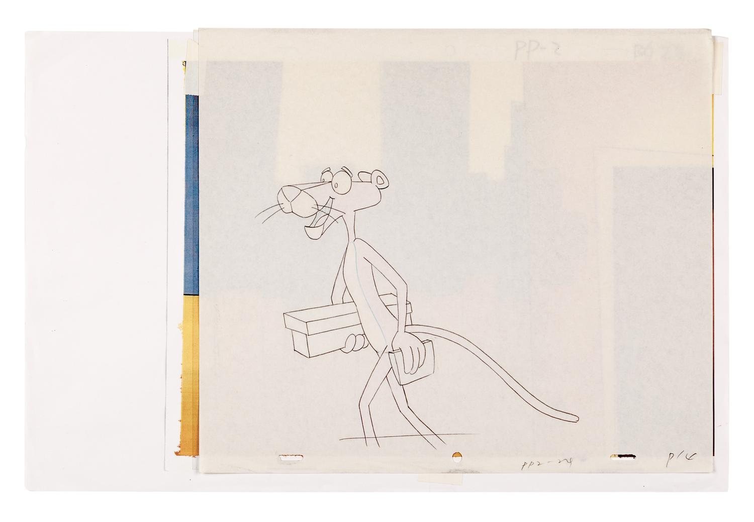 Pink Panther. Pink Panther with a box, ca 1990s.