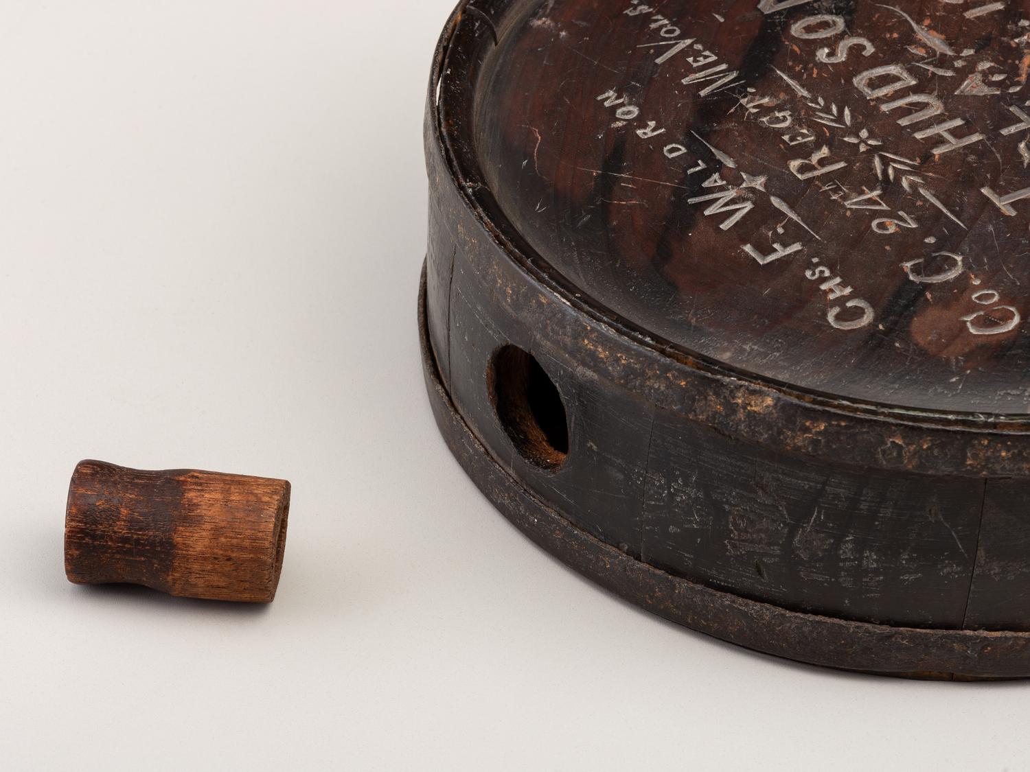 [CIVIL WAR]. Confederate canteen captured at Port Hudson by Sergeant Charles F. Waldron, Co. C, 24th Maine Infantry Regiment.